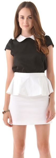 Alice + Olivia Collar Top with Cap Sleeves - Lyst