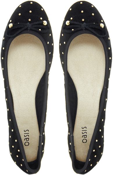 black studded ballet flats