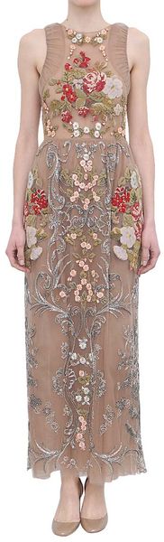 Valentino Floral And Pearls Embroidered Dress - Lyst
