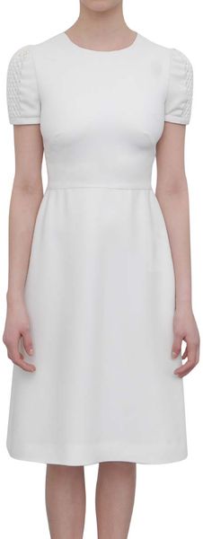 Valentino Silk Dress with Netted Stitch in White - Lyst