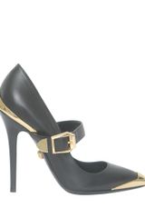 Versace Leather Decolleté with Gilded Details