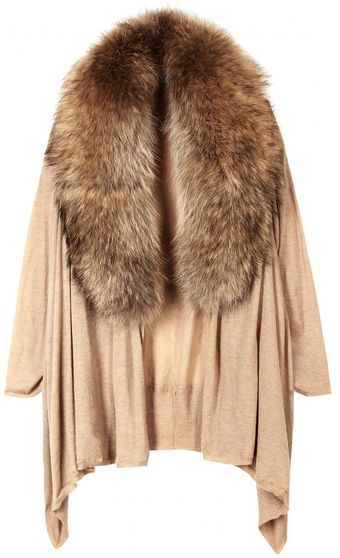 Alice + Olivia Izzy Cascade Cardigan with Fur Collar - Lyst