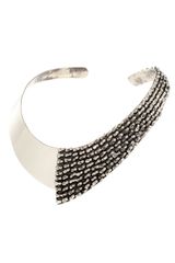 Anndra Neen Seaweed Rigid Choker in Smooth and Embossed Silver Metal