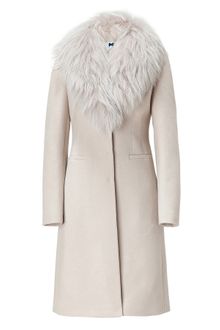 Blumarine Sand Coat with Removable Raccoon Fur Collar - Lyst
