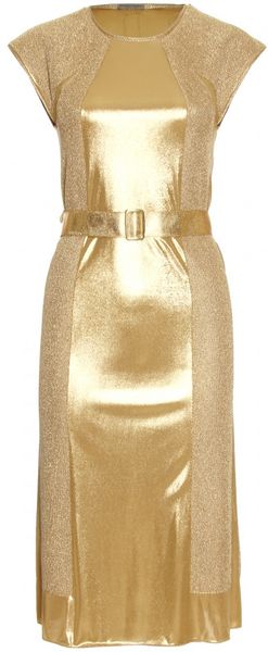 Bottega Veneta Paneled Metallic Dress - Lyst