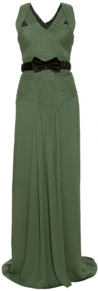 Burberry Prorsum Pleated Crepe Dress in Green (pine) - Lyst