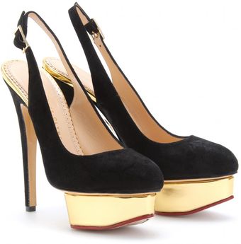 Charlotte Olympia Dolly Suede Slingbacks - Lyst