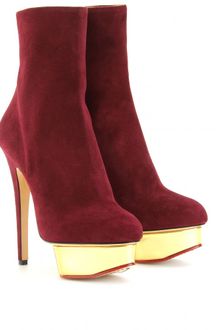 Charlotte Olympia Lucinda Suede Platform Ankle Boots - Lyst