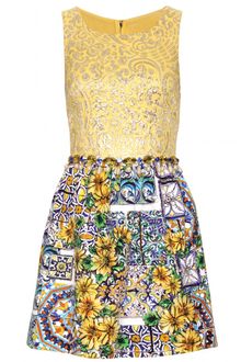 Dolce & Gabbana Mixed Media Dress with Bead Embellishment - Lyst