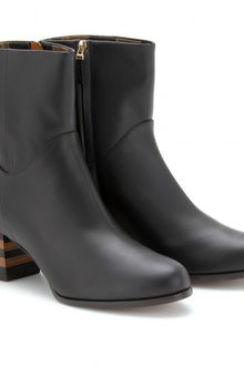 Fendi Leather Ankle Boots with Striped Heels - Lyst