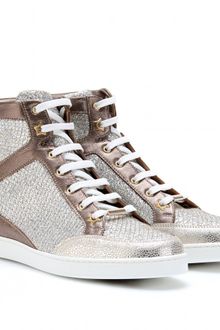 Jimmy Choo Tokyo Netted Glitter Fabric Sneakers - Lyst