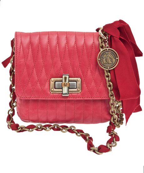 Lanvin Mini Red Happy Quilted Shoulder Bag in Pink (red) - Lyst