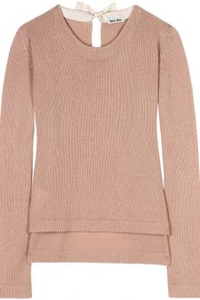 Miu Miu Cropped Cashmere Pullover with Tie - Lyst