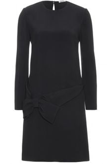 Miu Miu Crepe Dress with Draped Bow - Lyst