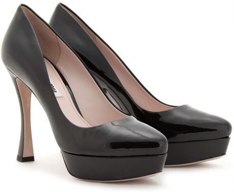 Miu Miu Patent Leather Platform Pumps in Black (nero) - Lyst