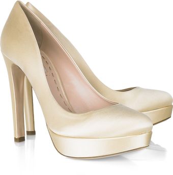 Miu Miu Satin Platform Pumps - Lyst