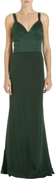 Narciso Rodriguez Top Stitched Bodice Gown in Green (silver) - Lyst