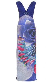 Roberto Cavalli Digital Print Dress with Bead Embellishment - Lyst