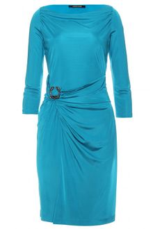 Roberto Cavalli Wrap Effect Dress with Brooch - Lyst