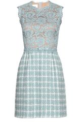 Valentino Lace and Bouclé Belted Sheath Dress