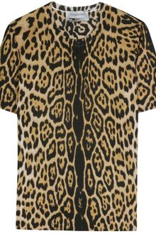 Yves Saint Laurent Animal Print Cashmere Silk Knit Top - Lyst