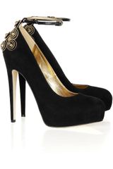 Brian Atwood Zenith Chain and Studembellished Suede Pumps
