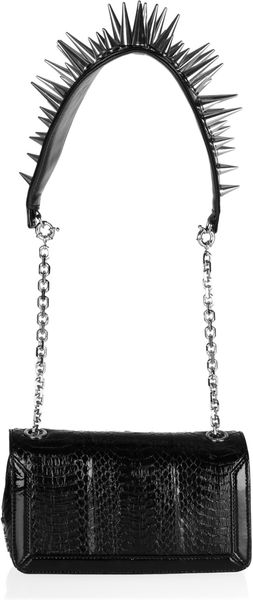Christian Louboutin Artemis Spiked Water Snake and Leather Shoulder Bag - Lyst