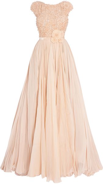 Elie Saab Cap Slv Embd Top Asym Broach - Lyst