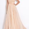 Elie Saab Cap Slv Embd Top Asym Broach in Beige - Lyst