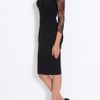 Elie Saab Lace Sleeve Dress in Black (gold) - Lyst