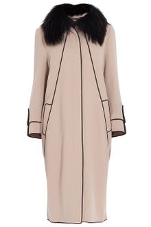 Elie Saab Removable Fur Collar Coat - Lyst
