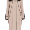 Elie Saab Removable Fur Collar Coat in Beige (silver) - Lyst