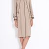 Elie Saab Removable Fur Collar Coat in Beige (silver) - Lyst