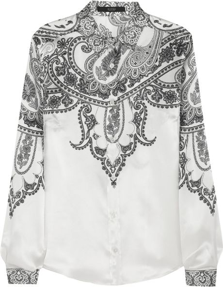 Etro Printed Silksatin Blouse in Beige (cream) - Lyst