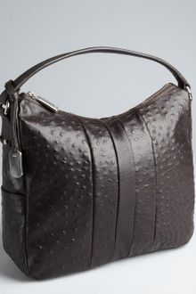 Furla Dark Chocolate Ostrich Embossed Leather Soho Hobo - Lyst