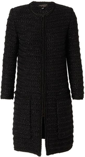 Giambattista Valli Woven Boucle Tweed Coat in Black - Lyst