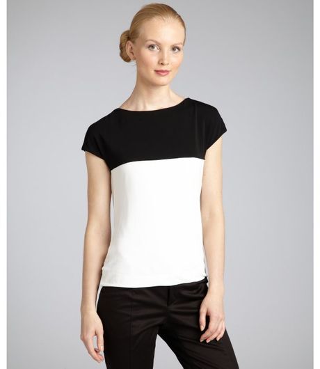 Gucci White and Black Deep Cowl Neck Top in Black (white) - Lyst