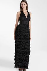 Js Collections Js Boutique Tiered Satin Chiffon Halter Gown