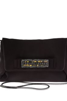 Lanvin Black Maitai Satin Embellished Clutch Bag - Lyst