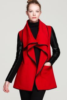 Mackage Boa Drapey Leather Sleeve Coat - Lyst