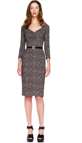 Michael Kors Tweed Herringbone Printed Cady Dress - Lyst