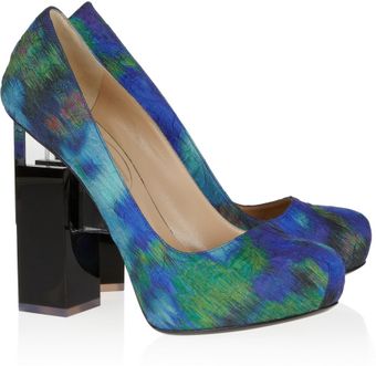 Nicholas Kirkwood Geometricheel Printed Silkcovered Leather Pumps - Lyst