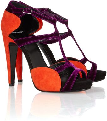 Pierre Hardy Twotone Suede and Velvet Sandals - Lyst