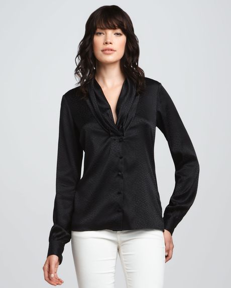 Rachel Zoe Eleanor Shawl collar Top Black in Black - Lyst