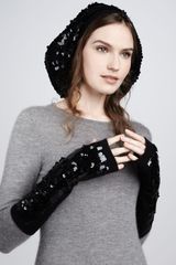 Rachel Zoe Sequined Finger Less Gloves