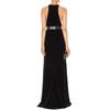 Stella Mccartney Crepe and Velvet Trimmed Gown with Belt in Black - Lyst