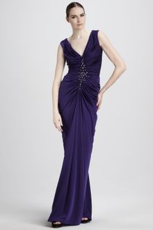 Tadashi Shoji Ruched Jersey Gown - Lyst