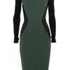 Victoria Beckham Twotone Ribpaneled Silk and Woolblend Dress in Green - Lyst