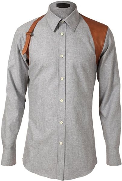 Alexander Mcqueen Leather Holster Detailed Shirt in Gray for Men (grey) - Lyst