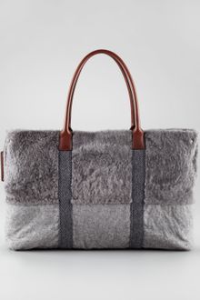 Brunello Cucinelli Shaved Shearling Tote - Lyst